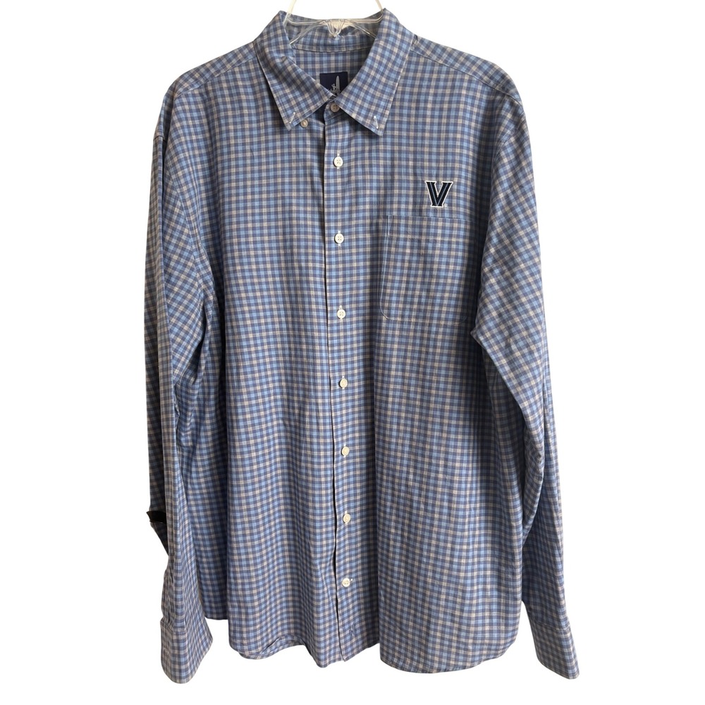 Johnnie-O Villanova University Gingham Button Down Shirt Mens Large Blue Grey